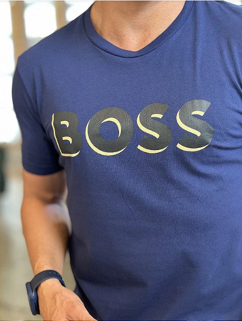 Camiseta Hugo Boss Slim Fit Azul Marinho ®