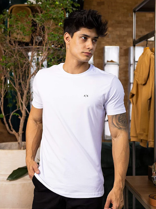 Camiseta Armani Exchange Slim Fit Branco®