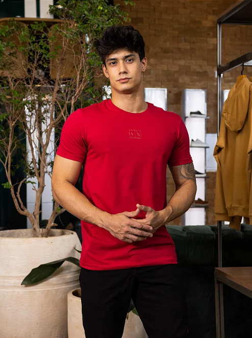 Camiseta Armani Exchange Slim Fit Vermelho ®