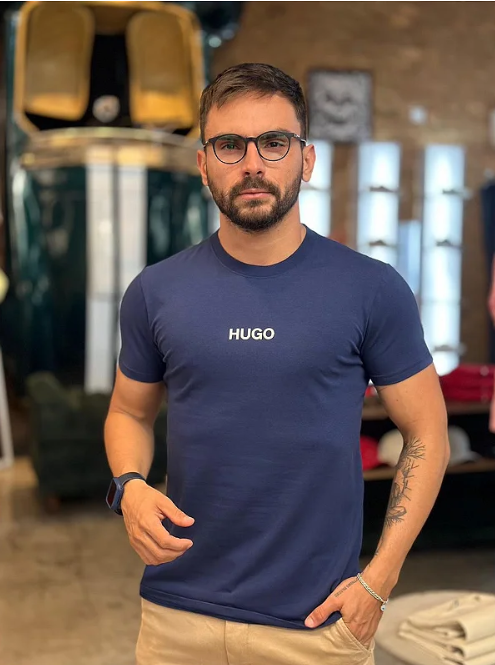 Camiseta Slim Fit Hugo Boss Azul Marinho ®