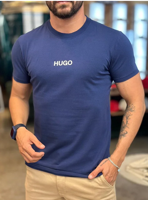 Camiseta Slim Fit Hugo Boss Azul Marinho ®