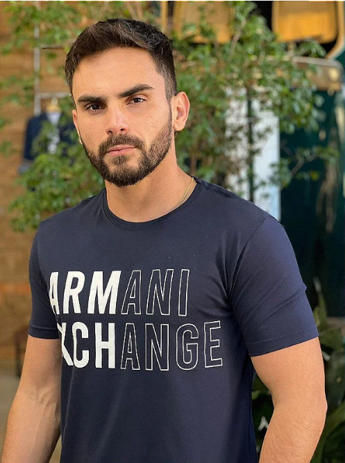 Camiseta Armani Exchange Slim Fit Azul Marinho ®