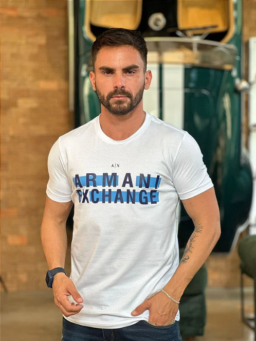 Camiseta Armani Exchange Slim Fit Branco ®