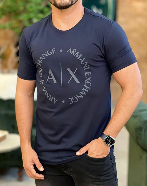 Camiseta Armani Exchange Slim Azul Marinho ®