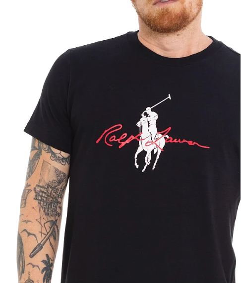 Camiseta Ralph Lauren Custom Fit Algodão Preto ®