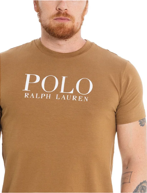 Camiseta Ralph Lauren Custom Fit Algodão Caqui ®